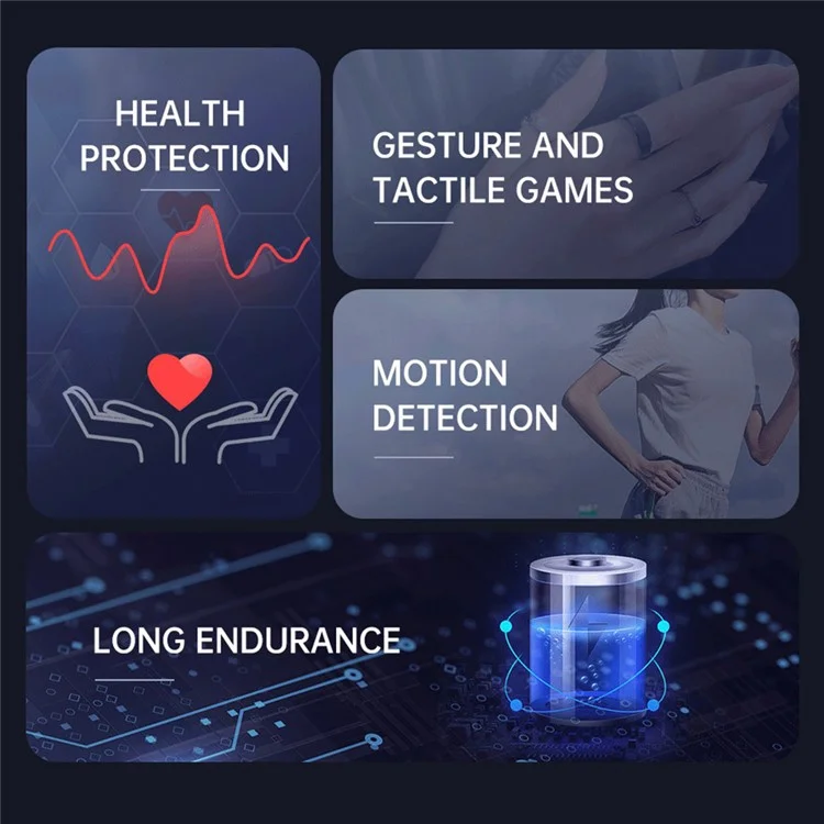 S9Ring Monitoraggio della Salute Anello Intelligente in Metallo Multifunzione Bluetooth Anello per il Dito - Nero / Taglia 9