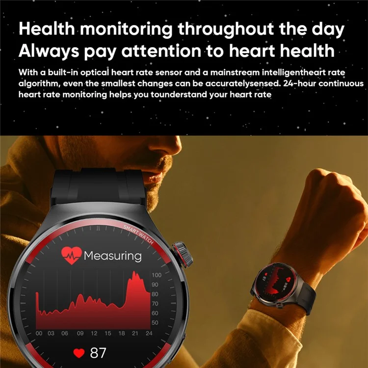 MT78 1.43-inch AMOLED Smart Watch Bluetooth-compatible Calling Heart Rate Blood Pressure Monitoring Sports Watch - Black