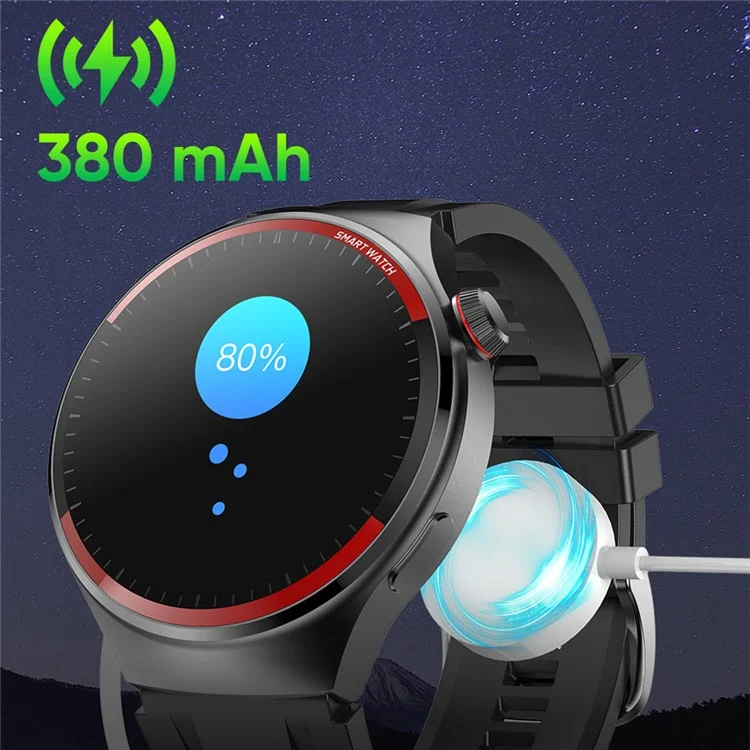 MT78 1.43-inch AMOLED Smart Watch Bluetooth-compatible Calling Heart Rate Blood Pressure Monitoring Sports Watch - Black