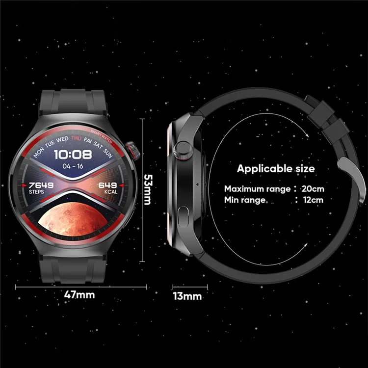 MT78 1.43-inch AMOLED Smart Watch Bluetooth-compatible Calling Heart Rate Blood Pressure Monitoring Sports Watch - Black