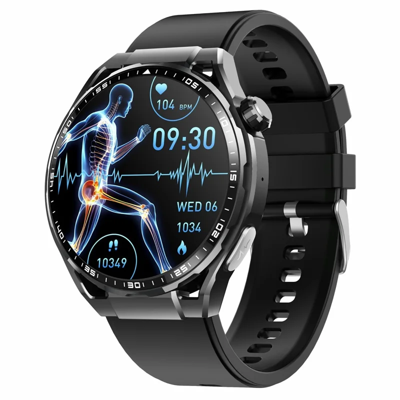 F200 Silicone Strap Smart Sport Watch SOS Non-Invasive Blood Glucose ECG Monitor Smart Bracelet - Black