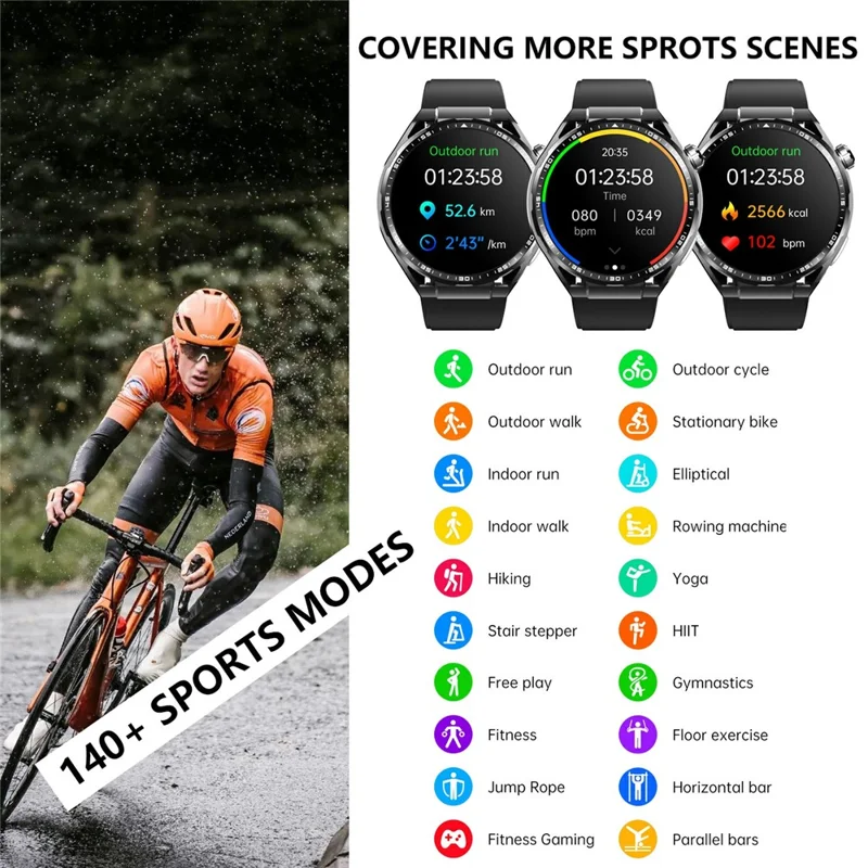 F200 Silicone Strap Smart Sport Watch SOS Non-Invasive Blood Glucose ECG Monitor Smart Bracelet - Black