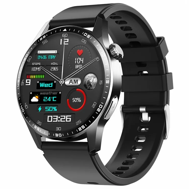 F400 Non-Invasive Blood Sugar Smart Watch ECG Blood Pressure Monitor Bluetooth-compatible Call Sports Watch, Silicone Strap - Black