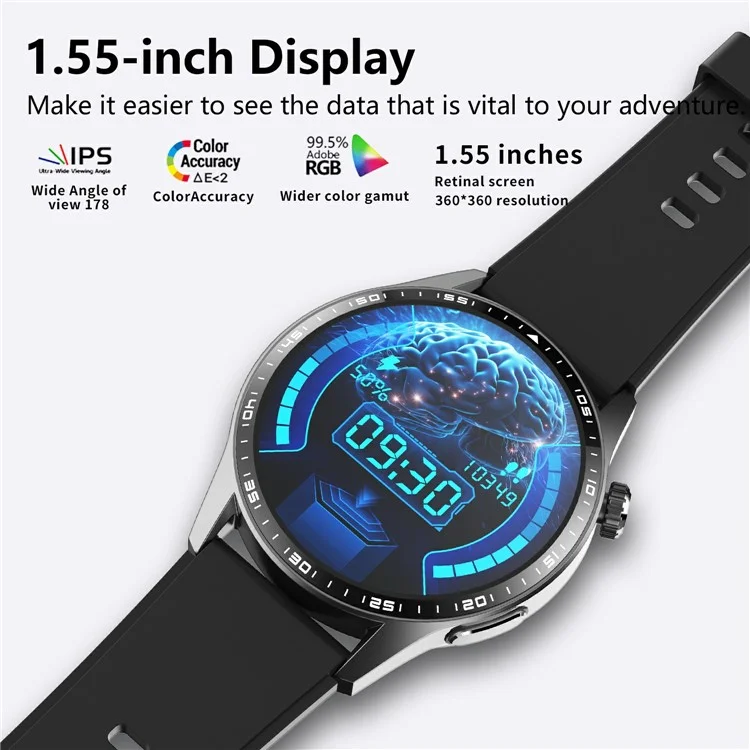F400 Non-Invasive Blood Sugar Smart Watch ECG Blood Pressure Monitor Bluetooth-compatible Call Sports Watch, Silicone Strap - Black