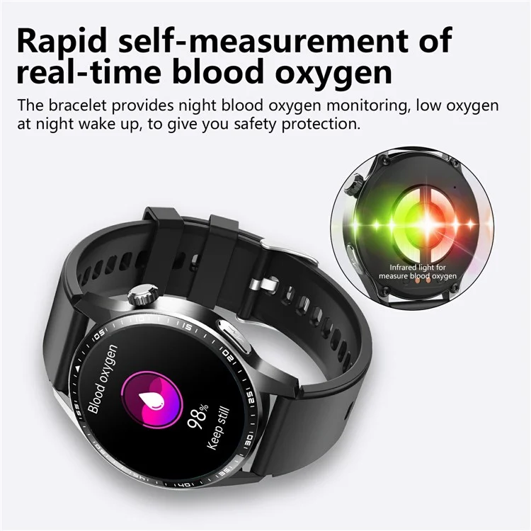 F400 Non-Invasive Blood Sugar Smart Watch ECG Blood Pressure Monitor Bluetooth-compatible Call Sports Watch, Silicone Strap - Black