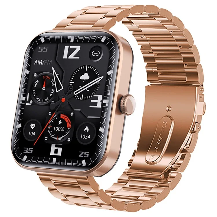 F21pro Smart Watch Wasserdicht Gesundheitsmonitor Sports Tracker Intelligente Uhr mit Stahlarmband - Gold