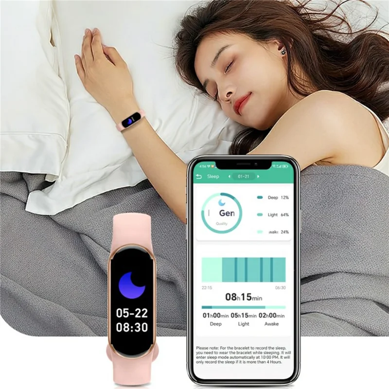 M8 0.96-inch Touch Screen Smart Wristband Waterproof Sleep Heart Rate Monitoring Smart Bracelet - Black