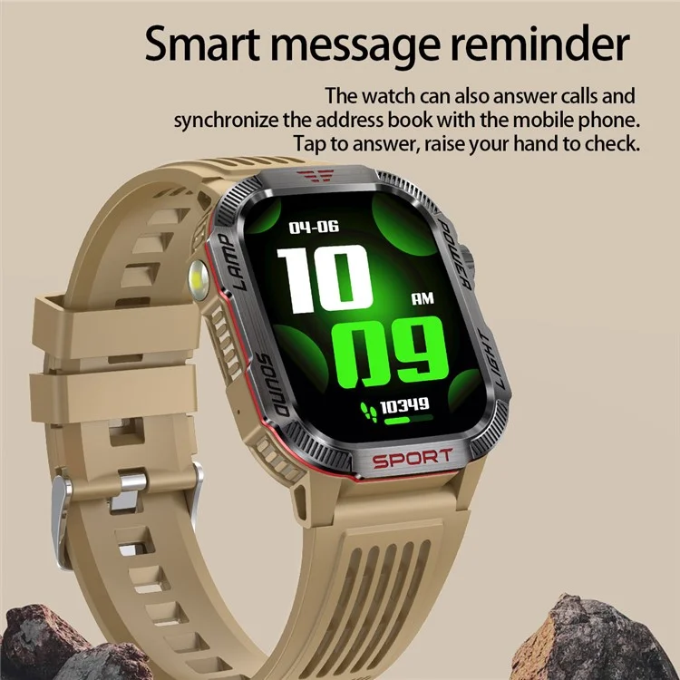 HT29 Banknote Detection Flashlight Compass Altitude Test Smart Watch Health Monitoring Waterproof Sports Watch - Black