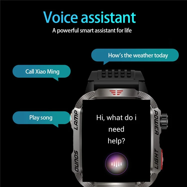 HT29 Banknote Detection Flashlight Compass Altitude Test Smart Watch Health Monitoring Waterproof Sports Watch - Black