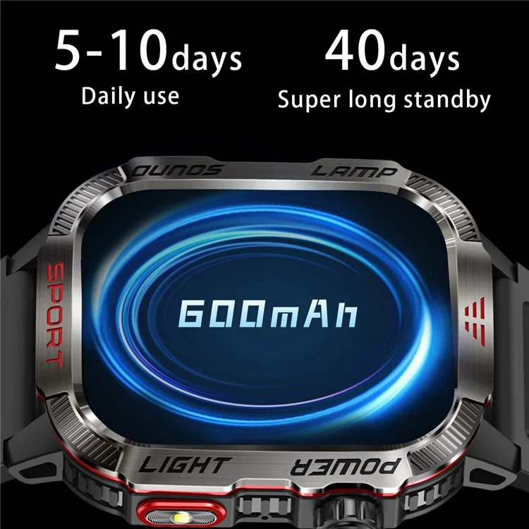HT29 Banknote Detection Flashlight Compass Altitude Test Smart Watch Health Monitoring Waterproof Sports Watch - Black