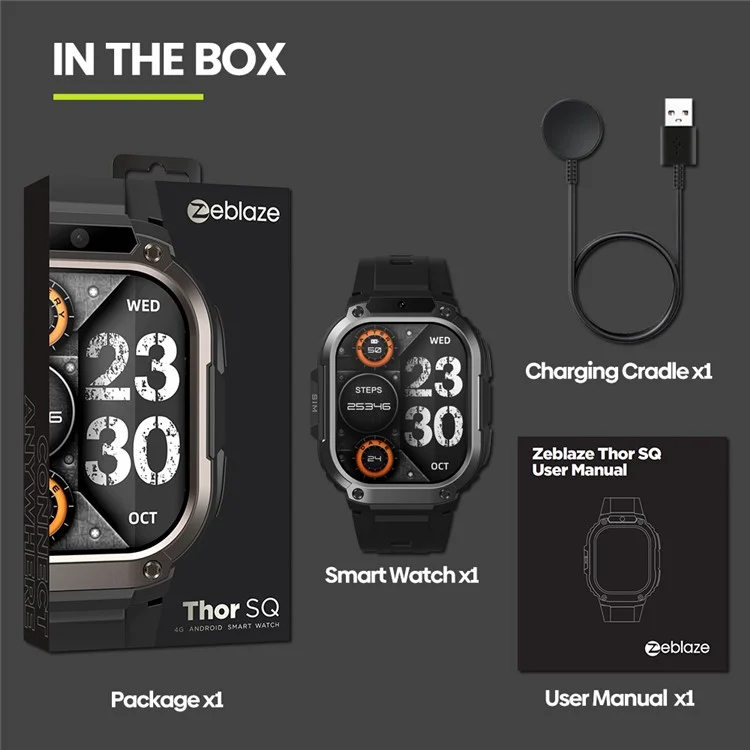 ZEBLAZE Thor SQ 2.13-inch AMOLED Screen Video Calls 4G Smart Watch, 2+16GB