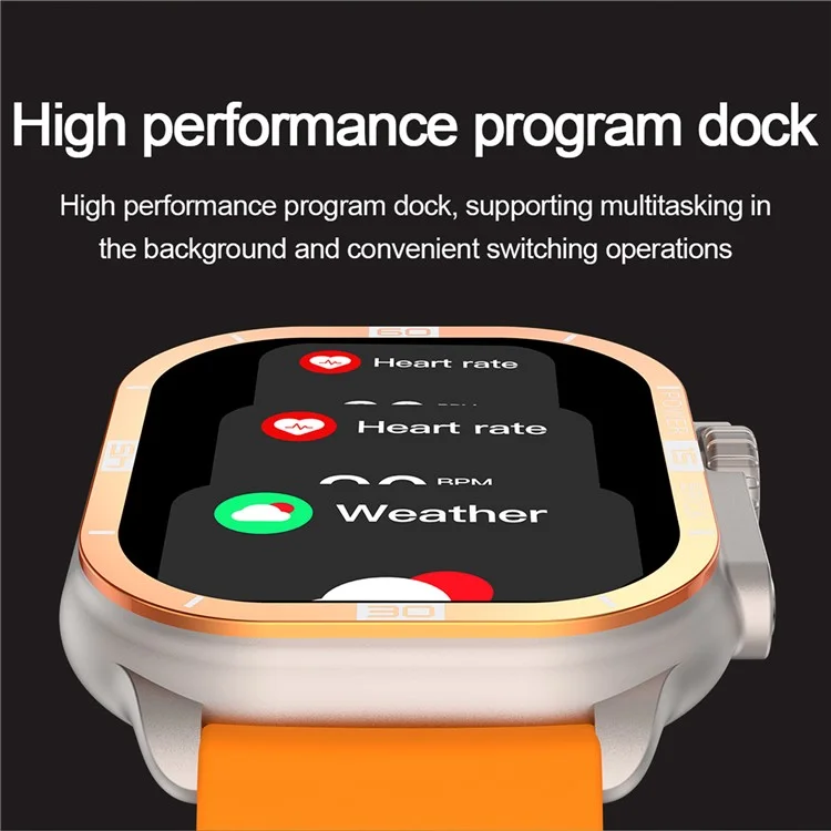 HK96S 2.06-inch AMOLED Screen Heart Rate Monitor Smart Watch Bluetooth-compatible Call Fitness Tracker - Orange