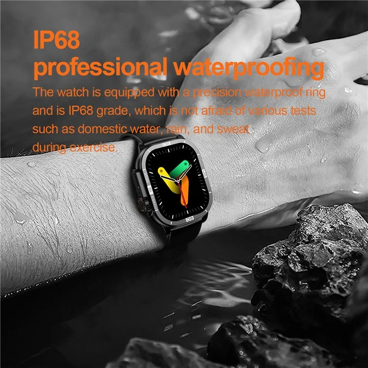 HK96S 2.06-inch AMOLED Screen Heart Rate Monitor Smart Watch Bluetooth-compatible Call Fitness Tracker - Orange
