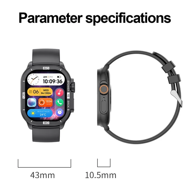 HK96S 2.06-inch AMOLED Screen Heart Rate Monitor Smart Watch Bluetooth-compatible Call Fitness Tracker - Orange