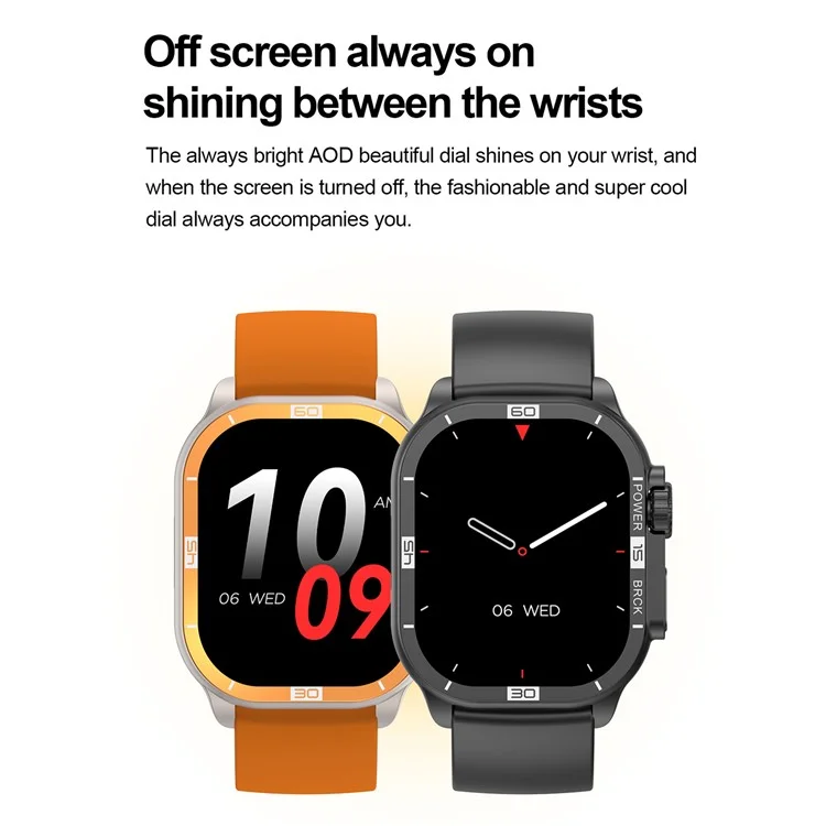 HK96S 2.06-inch AMOLED Screen Heart Rate Monitor Smart Watch Bluetooth-compatible Call Fitness Tracker - Orange