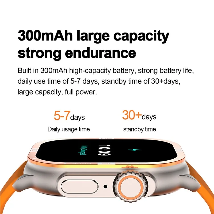 HK96S 2.06-inch AMOLED Screen Heart Rate Monitor Smart Watch Bluetooth-compatible Call Fitness Tracker - Orange