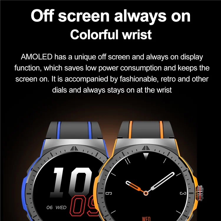 HK52 Smartwatch con display AMOLED da 1,43 pollici, chiamata Bluetooth, modalità sport multiple e bracciale - Arancione
