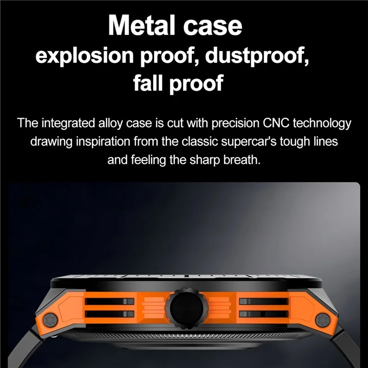 HK52 Smartwatch con display AMOLED da 1,43 pollici, chiamata Bluetooth, modalità sport multiple e bracciale - Arancione