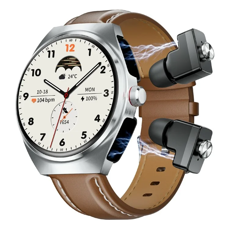 GT95 Smart Watch Earphone Bluetooth-compatible Call 1.53 inch Screen Fitness Tracker Heart Rate Monitor - Silver