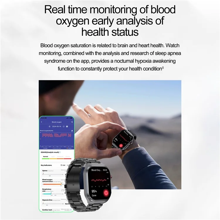 ET585 Smart Watch SOS Notrufanruf EKG-Funktion Armband mit Stahlarmband