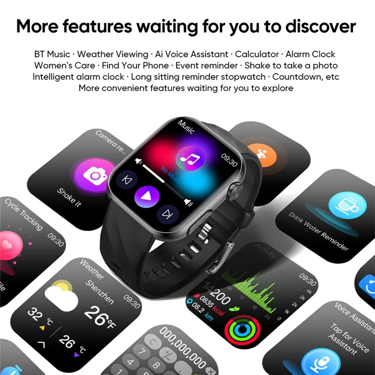 MT500 Smart Watch Amoled Screen Ekg Herzfrequenzmonitor Bluetooth Call Armband - Schwarz