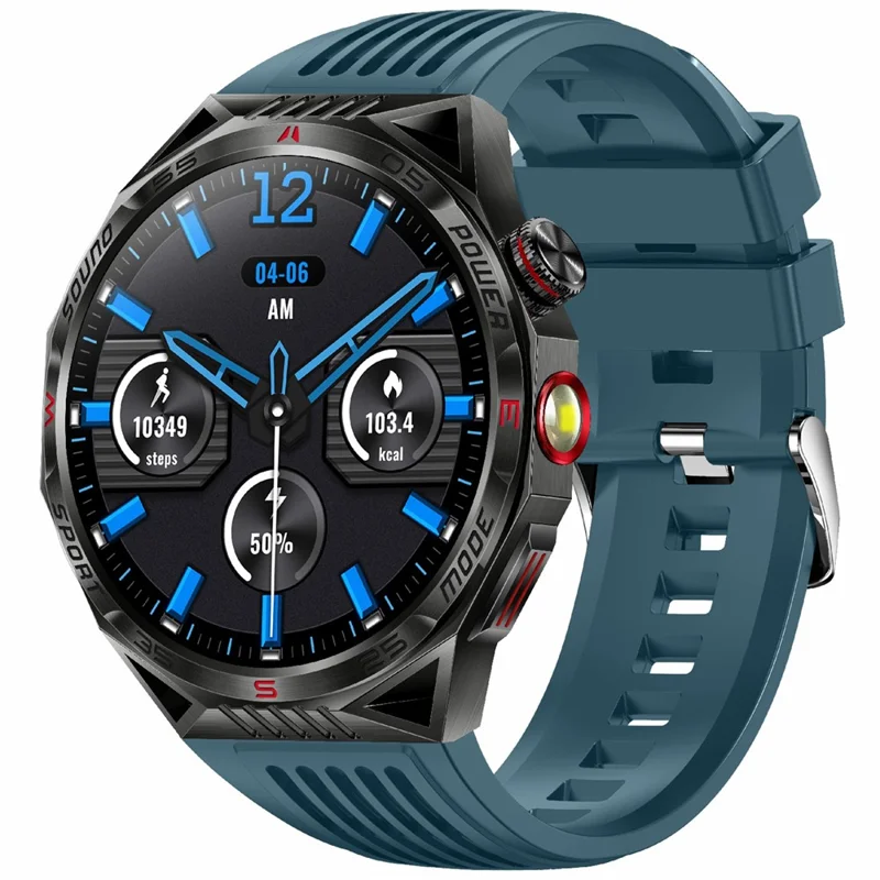 HT28 1.85 inch Screen Smart Watch Bluetooth-compatible Call Bracelet with Compass, Flashlight Function - Blue