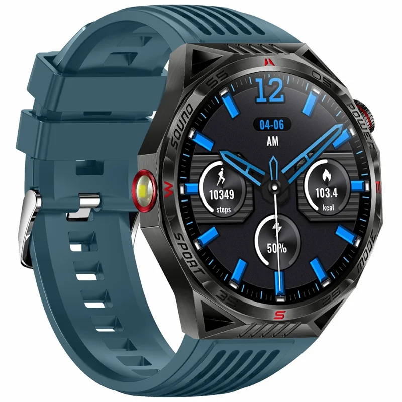 HT28 1.85 inch Screen Smart Watch Bluetooth-compatible Call Bracelet with Compass, Flashlight Function - Blue