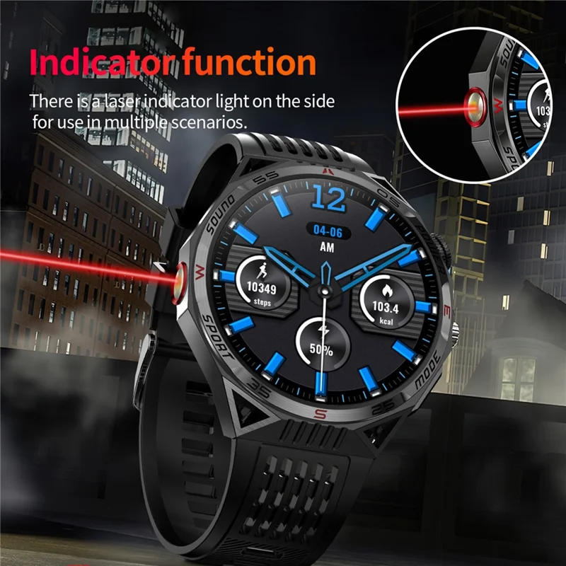 HT28 1.85 inch Screen Smart Watch Bluetooth-compatible Call Bracelet with Compass, Flashlight Function - Blue