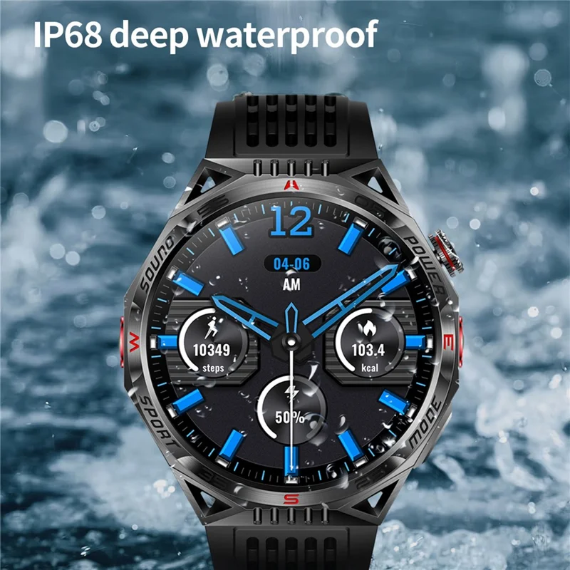 HT28 1.85 inch Screen Smart Watch Bluetooth-compatible Call Bracelet with Compass, Flashlight Function - Blue