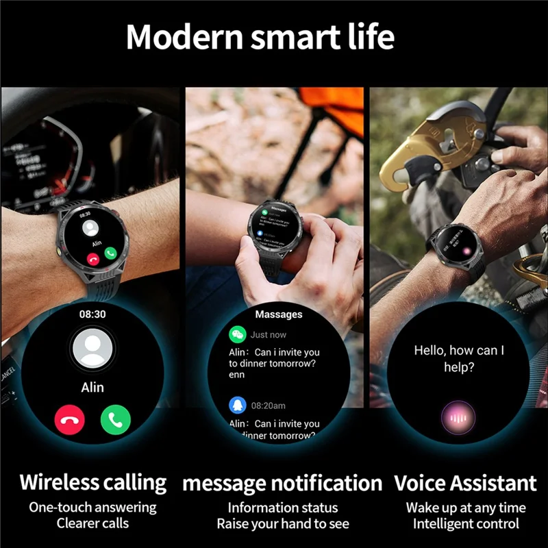 HT28 1.85 inch Screen Smart Watch Bluetooth-compatible Call Bracelet with Compass, Flashlight Function - Blue
