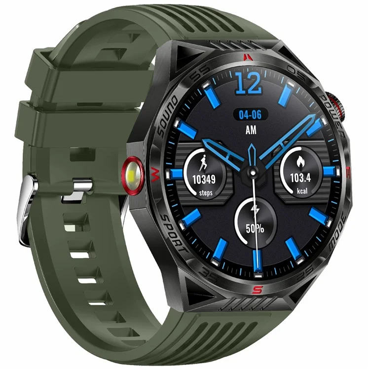 HT28 1.85 inch Screen Smart Watch Bluetooth-compatible Call Bracelet with Compass, Flashlight Function - Green