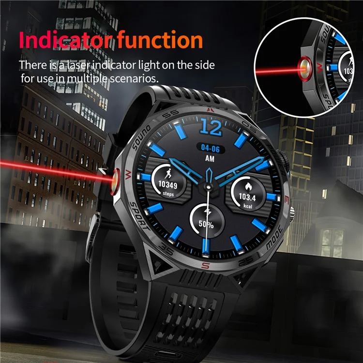 HT28 1.85 inch Screen Smart Watch Bluetooth-compatible Call Bracelet with Compass, Flashlight Function - Green