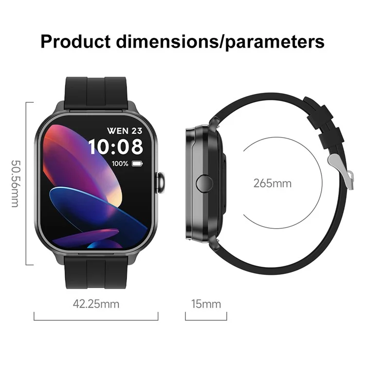 Auricolare Bluetooth D8 Pro 2-in-1 Smartwatch per monitoraggio della salute, chiamata Bluetooth, Orologio sportivo, Cinturino in silicone - Nero