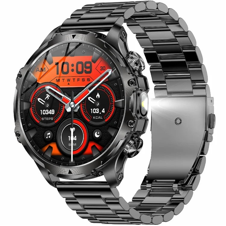 AK75 Steel Strap Smart Watch Bluetooth-compatible Call Waterproof Health Monitoring Sports Watch - Black