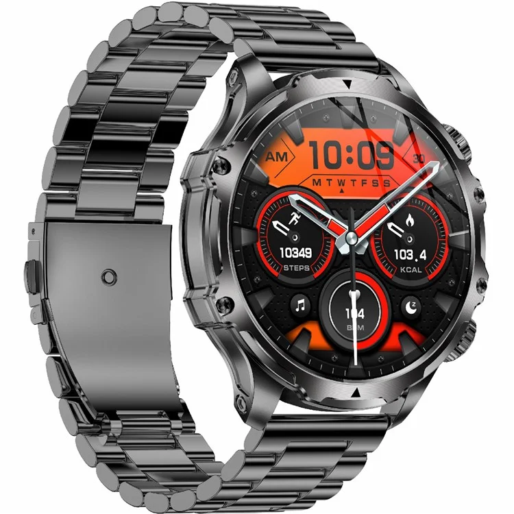 AK75 Steel Strap Smart Watch Bluetooth-compatible Call Waterproof Health Monitoring Sports Watch - Black