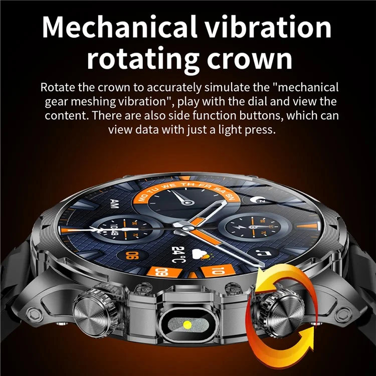 AK75 Steel Strap Smart Watch Bluetooth-compatible Call Waterproof Health Monitoring Sports Watch - Black