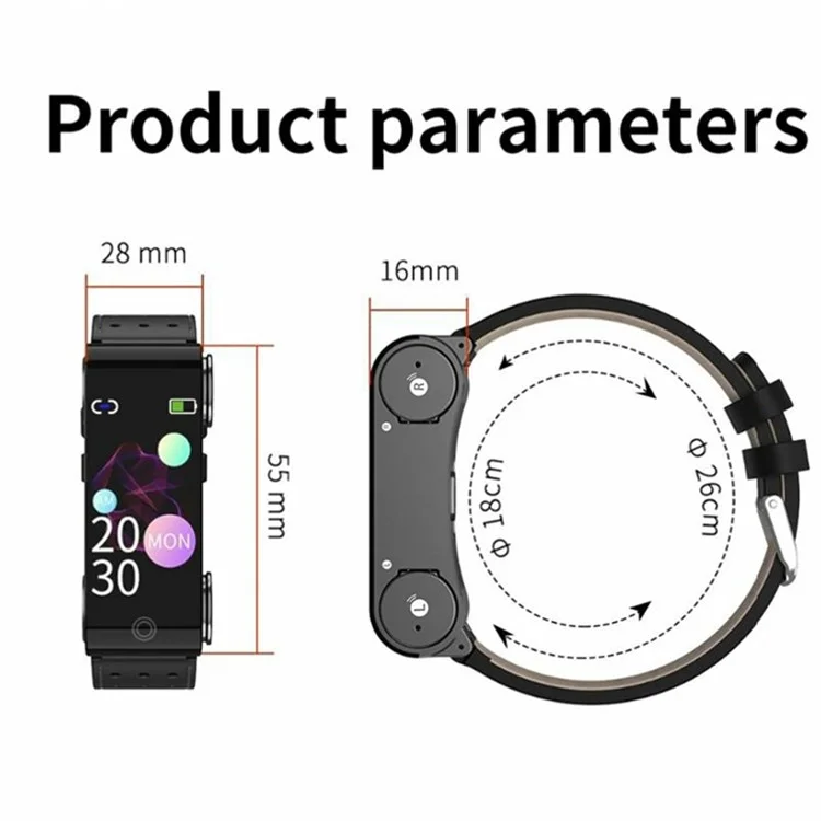 L890 2-In-1 Smart Watch Bluetooth-compatible Earphone Headset Fitness Tracker - Black