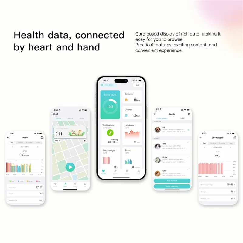 Montre connectée C82 de 1,47 pouce - Fréquence cardiaque, tension artérielle, température corporelle, surveillance de la santé, bracelet de sport - Starlight