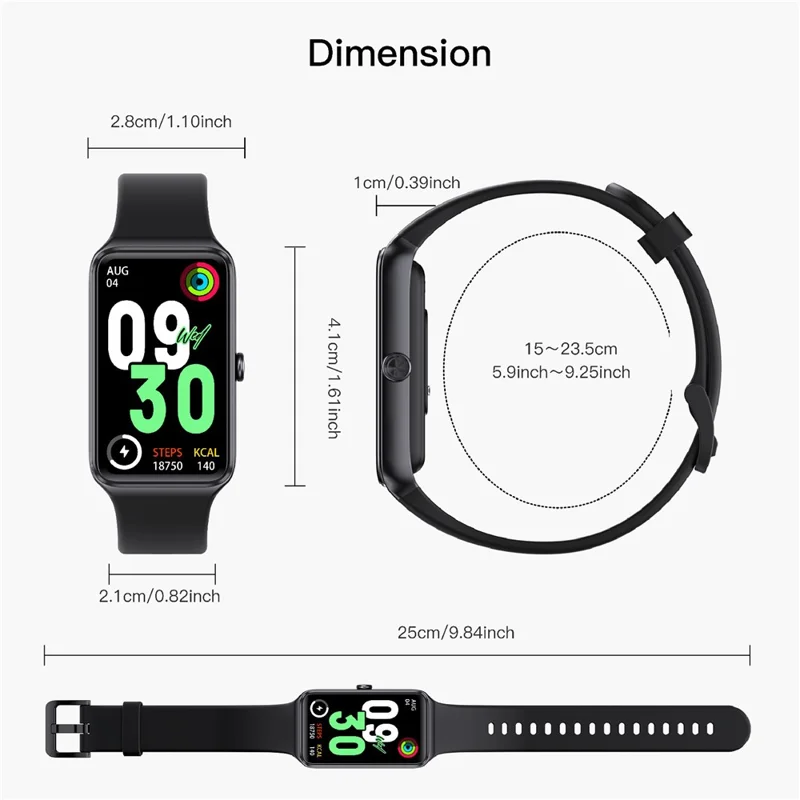 Montre connectée C82 de 1,47 pouce - Fréquence cardiaque, tension artérielle, température corporelle, surveillance de la santé, bracelet de sport - Starlight
