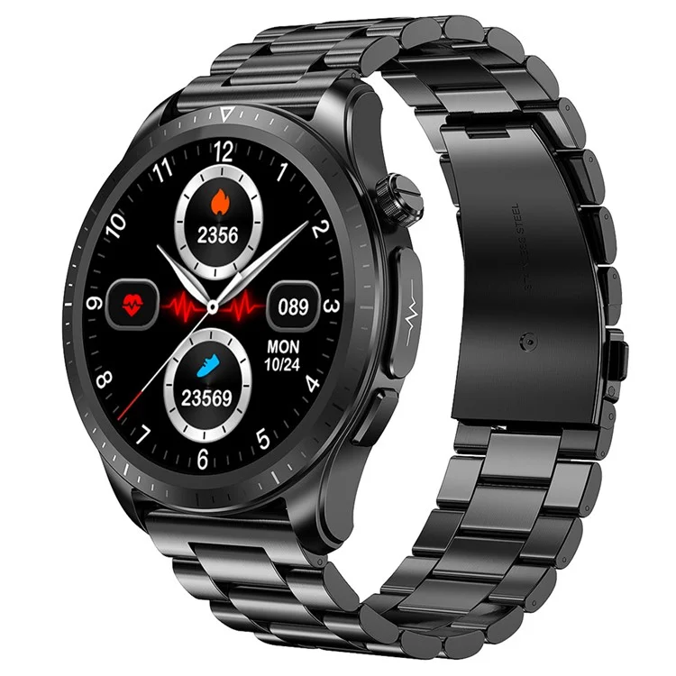 E420 1.39-inch Smart Watch Waterproof ECG+PPG Blood Pressure Heart Rate Monitoring Fitness Bracelet, Steel Strap