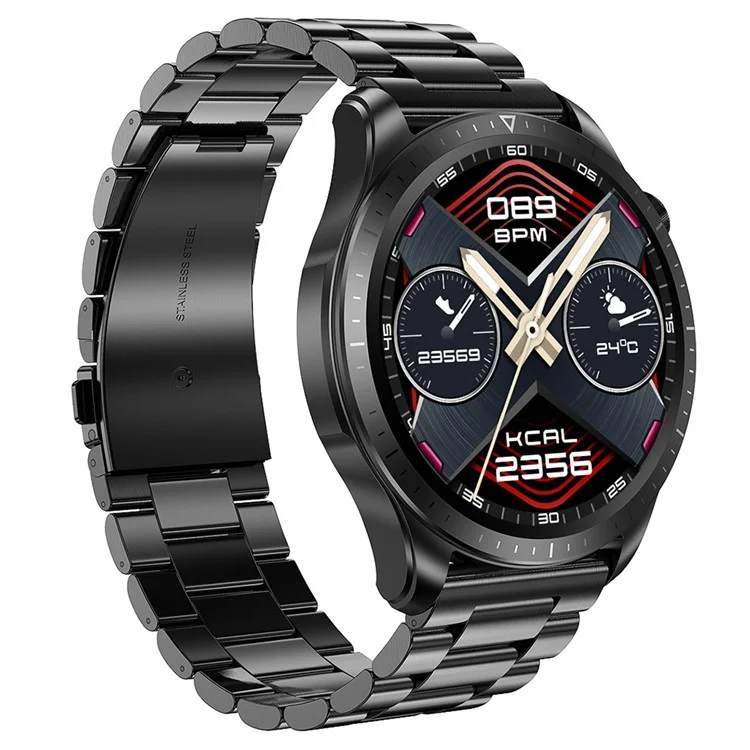 E420 1.39-inch Smart Watch Waterproof ECG+PPG Blood Pressure Heart Rate Monitoring Fitness Bracelet, Steel Strap