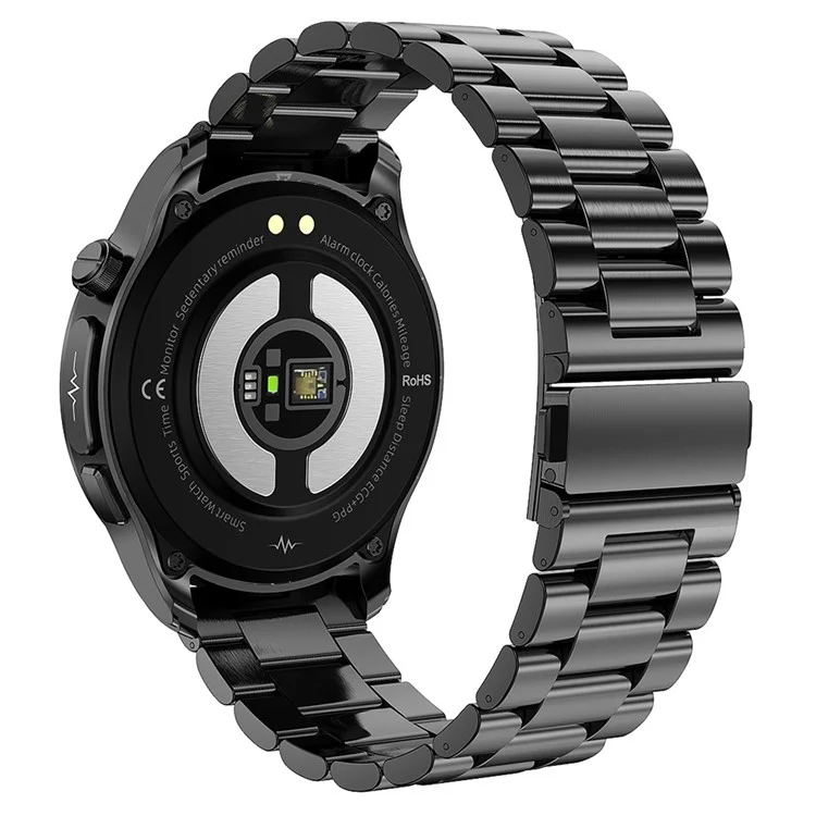 E420 1.39-inch Smart Watch Waterproof ECG+PPG Blood Pressure Heart Rate Monitoring Fitness Bracelet, Steel Strap