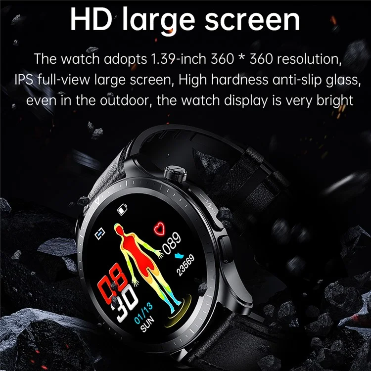 E420 1.39-inch Smart Watch Waterproof ECG+PPG Blood Pressure Heart Rate Monitoring Fitness Bracelet, Steel Strap