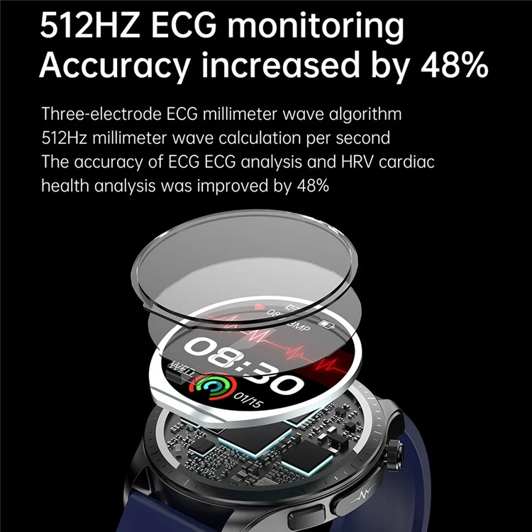 E420 1.39-inch Smart Watch Waterproof ECG+PPG Blood Pressure Heart Rate Monitoring Fitness Bracelet, Steel Strap