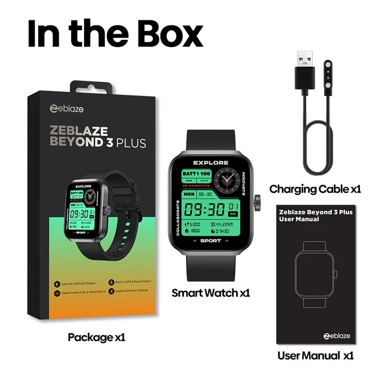 ZEBLAZE Beyond 3 Plus 1.78-inch AMOLED Screen Bluetooth-compatible Call Smart Watch Health Monitoring Sports Watch - Black