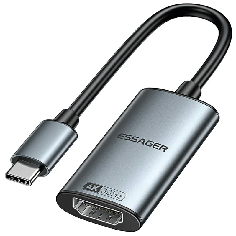 ESSAGER HDMI to Type-C 4K 30Hz Video Adapter 12cm Cable Aluminum Alloy Converter