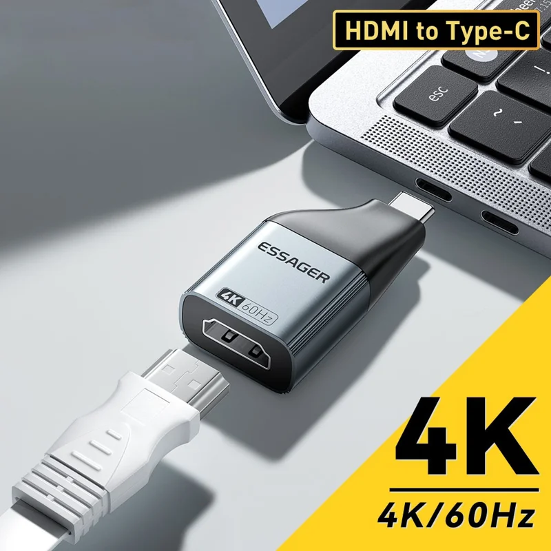 ESSAGER HDMI to Type-C 4K 60Hz HD Video Adapter Aluminum Alloy Converter