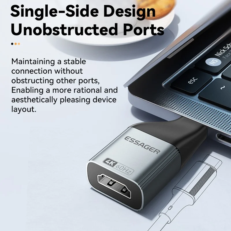 ESSAGER HDMI to Type-C 4K 60Hz HD Video Adapter Aluminum Alloy Converter