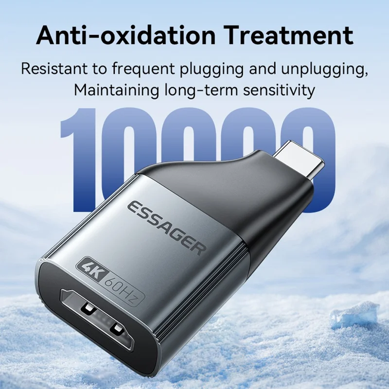 ESSAGER HDMI to Type-C 4K 60Hz HD Video Adapter Aluminum Alloy Converter