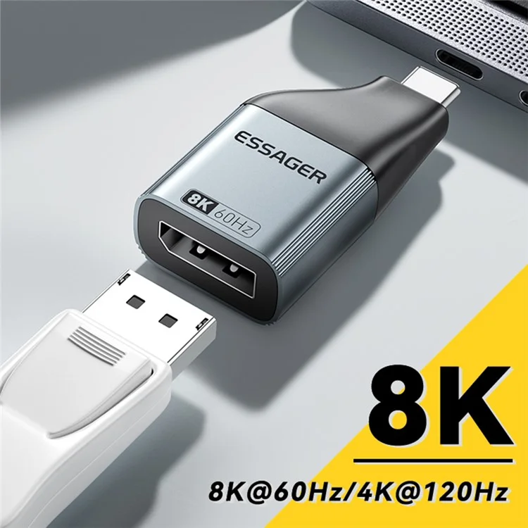 ESSAGER DP to Type-C 8K 60Hz HD Video Transfer Adapter für Monitor HDTV Projektor